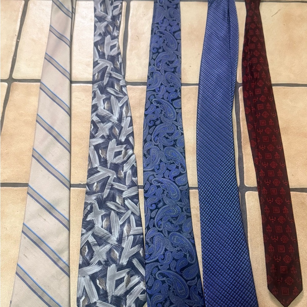 Elegant Men's Tie Collection - Blue, Gray, and Red